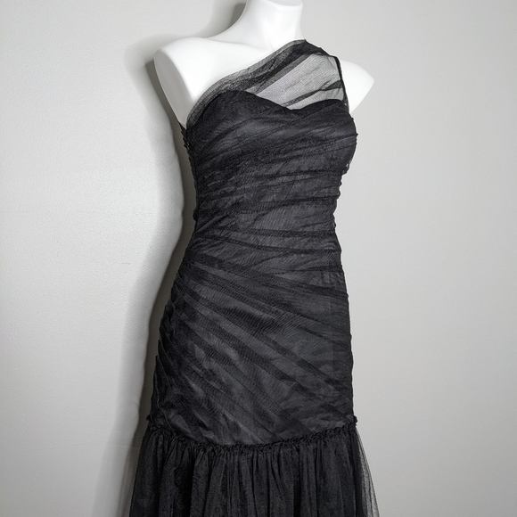 Max & Cleo black chiffon one shoulder maxi dress 4 - Picture 5 of 10